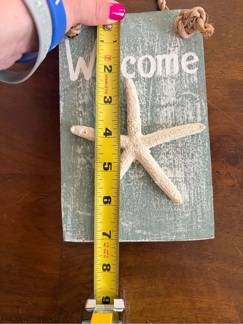 Coastal 'Welcome' Hanging Sign with Starfish - Aqua